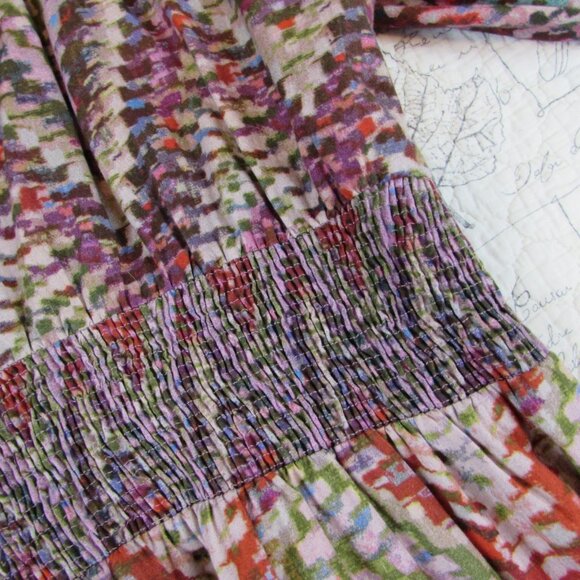 Anthropologie Conditions Apply Preppy Puff-Sleeve Geometric  Midi Dress Sz 16 - Picture 8 of 10